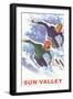 Skiers in Powder, Sun Valley-null-Framed Art Print