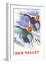 Skiers in Powder, Sun Valley-null-Framed Art Print