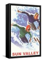 Skiers in Powder, Sun Valley-null-Framed Stretched Canvas