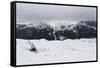 Skiers in the mountains, Dolomites, Italy, Europe-Alex Treadway-Framed Stretched Canvas