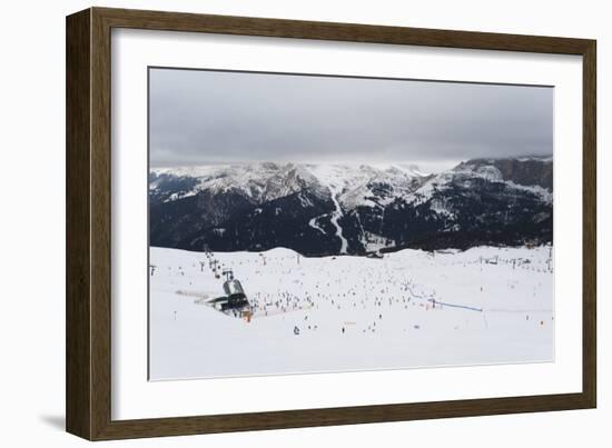 Skiers in the mountains, Dolomites, Italy, Europe-Alex Treadway-Framed Photographic Print