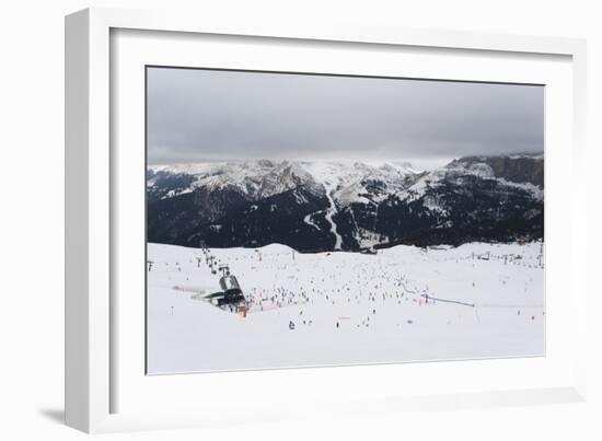 Skiers in the mountains, Dolomites, Italy, Europe-Alex Treadway-Framed Photographic Print