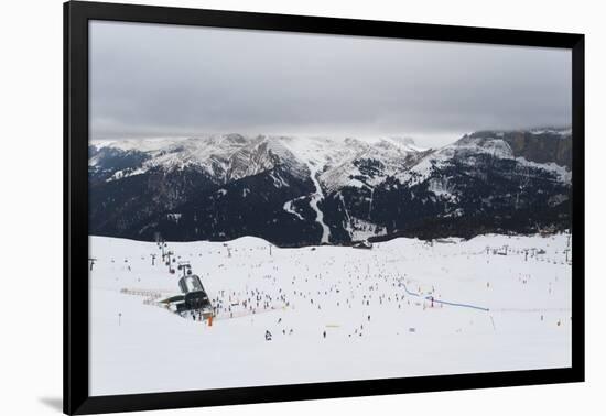 Skiers in the mountains, Dolomites, Italy, Europe-Alex Treadway-Framed Photographic Print