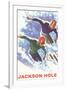 Skiers, Jackson Hole-null-Framed Art Print