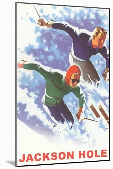 Skiers, Jackson Hole-null-Mounted Art Print