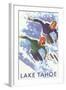 Skiers, Lake Tahoe-null-Framed Art Print