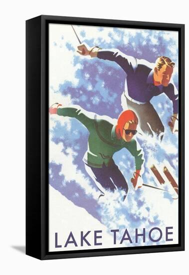 Skiers, Lake Tahoe-null-Framed Stretched Canvas
