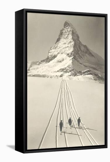 Skiers Leaving Matterhorn-null-Framed Stretched Canvas