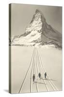 Skiers Leaving Matterhorn-null-Stretched Canvas