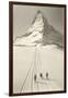 Skiers Leaving Matterhorn-null-Framed Art Print