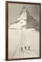 Skiers Leaving Matterhorn-null-Framed Art Print