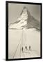 Skiers Leaving Matterhorn-null-Framed Art Print