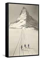 Skiers Leaving Matterhorn-null-Framed Stretched Canvas