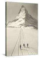 Skiers Leaving Matterhorn-null-Stretched Canvas