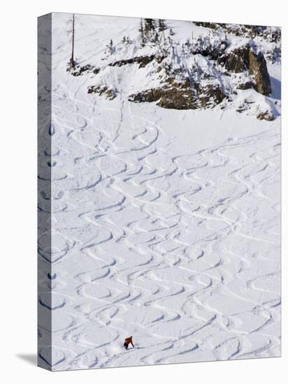 Skiers Making Early Tracks after Fresh Snow Fall at Alta Ski Resort, Salt Lake City, Utah, USA-Kober Christian-Stretched Canvas