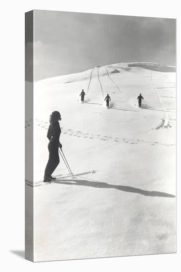 Skiers Making Tracks-null-Stretched Canvas