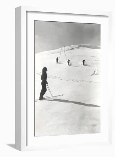 Skiers Making Tracks-null-Framed Art Print