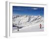 Skiers, Mountain Scenery in Cervinia Ski Resort, Cervinia, Valle D'Aosta, Italian Alps, Italy-Christian Kober-Framed Photographic Print