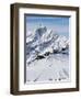 Skiers, Mountain Scenery in Cervinia Ski Resort, Cervinia, Valle D'Aosta, Italian Alps, Italy-Christian Kober-Framed Photographic Print