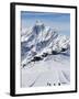 Skiers, Mountain Scenery in Cervinia Ski Resort, Cervinia, Valle D'Aosta, Italian Alps, Italy-Christian Kober-Framed Photographic Print