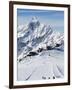 Skiers, Mountain Scenery in Cervinia Ski Resort, Cervinia, Valle D'Aosta, Italian Alps, Italy-Christian Kober-Framed Photographic Print