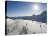 Skiers on Hintertux Glacier, Mayrhofen Ski Resort, Zillertal Valley, Austrian Tyrol, Austria-Christian Kober-Stretched Canvas