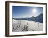 Skiers on Hintertux Glacier, Mayrhofen Ski Resort, Zillertal Valley, Austrian Tyrol, Austria-Christian Kober-Framed Photographic Print