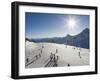 Skiers on Hintertux Glacier, Mayrhofen Ski Resort, Zillertal Valley, Austrian Tyrol, Austria-Christian Kober-Framed Photographic Print