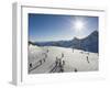 Skiers on Hintertux Glacier, Mayrhofen Ski Resort, Zillertal Valley, Austrian Tyrol, Austria-Christian Kober-Framed Photographic Print