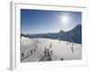 Skiers on Hintertux Glacier, Mayrhofen Ski Resort, Zillertal Valley, Austrian Tyrol, Austria-Christian Kober-Framed Photographic Print