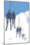 Skiers on Lift-Lantern Press-Mounted Art Print