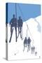 Skiers on Lift-Lantern Press-Stretched Canvas