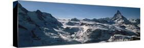 Skiers on Mountains in Winter, Matterhorn, Switzerland-null-Stretched Canvas