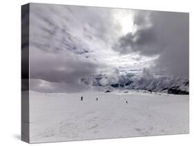 Skiers on Ski Slope before Rain-BSANI-Stretched Canvas