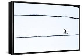 Skiers on the Sunwapta River in Jasper National Park, Alberta Canada-Richard Wright-Framed Stretched Canvas