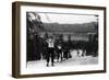 Skiers Reaching the Top of the Lift - Big Bear Lake, CA-Lantern Press-Framed Art Print