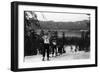 Skiers Reaching the Top of the Lift - Big Bear Lake, CA-Lantern Press-Framed Art Print