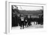 Skiers Reaching the Top of the Lift - Big Bear Lake, CA-Lantern Press-Framed Art Print