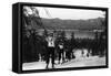 Skiers Reaching the Top of the Lift - Big Bear Lake, CA-Lantern Press-Framed Stretched Canvas