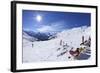 Skiers Relaxing at Cafe in Winter Sunshine, Verdons Sud, La Plagne, French Alps, France, Europe-Peter Barritt-Framed Photographic Print