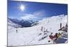 Skiers Relaxing at Cafe in Winter Sunshine, Verdons Sud, La Plagne, French Alps, France, Europe-Peter Barritt-Mounted Photographic Print