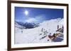 Skiers Relaxing at Cafe in Winter Sunshine, Verdons Sud, La Plagne, French Alps, France, Europe-Peter Barritt-Framed Photographic Print