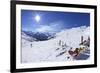 Skiers Relaxing at Cafe in Winter Sunshine, Verdons Sud, La Plagne, French Alps, France, Europe-Peter Barritt-Framed Photographic Print