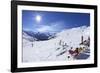 Skiers Relaxing at Cafe in Winter Sunshine, Verdons Sud, La Plagne, French Alps, France, Europe-Peter Barritt-Framed Photographic Print