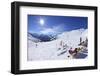 Skiers Relaxing at Cafe in Winter Sunshine, Verdons Sud, La Plagne, French Alps, France, Europe-Peter Barritt-Framed Photographic Print