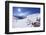 Skiers Relaxing at Cafe in Winter Sunshine, Verdons Sud, La Plagne, French Alps, France, Europe-Peter Barritt-Framed Photographic Print