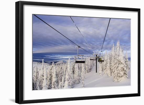 Skiers Ride Chairlift at Whitefish Mountain Resort, Montana, Usa-Chuck Haney-Framed Photographic Print