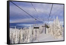 Skiers Ride Chairlift at Whitefish Mountain Resort, Montana, Usa-Chuck Haney-Framed Stretched Canvas