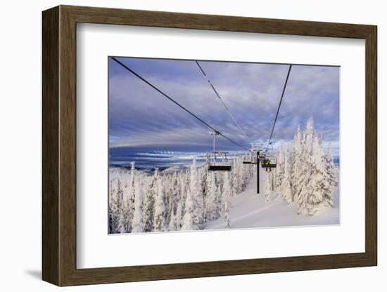 Skiers Ride Chairlift at Whitefish Mountain Resort, Montana, Usa-Chuck Haney-Framed Photographic Print