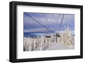 Skiers Ride Chairlift at Whitefish Mountain Resort, Montana, Usa-Chuck Haney-Framed Photographic Print